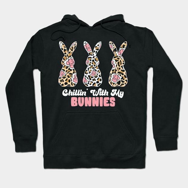 Cute Leopard Easter Bunny Chillin' with My Bunnies Hoodie by Davidsmith